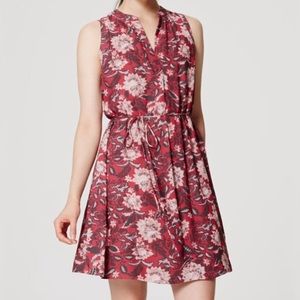 Ann Taylor LOFT Floral Sleeveless Tie Waist Dress